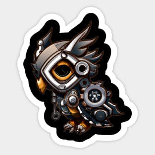 Steampunk owl, fantasy owl, cyborg owl, robot owl Sticker